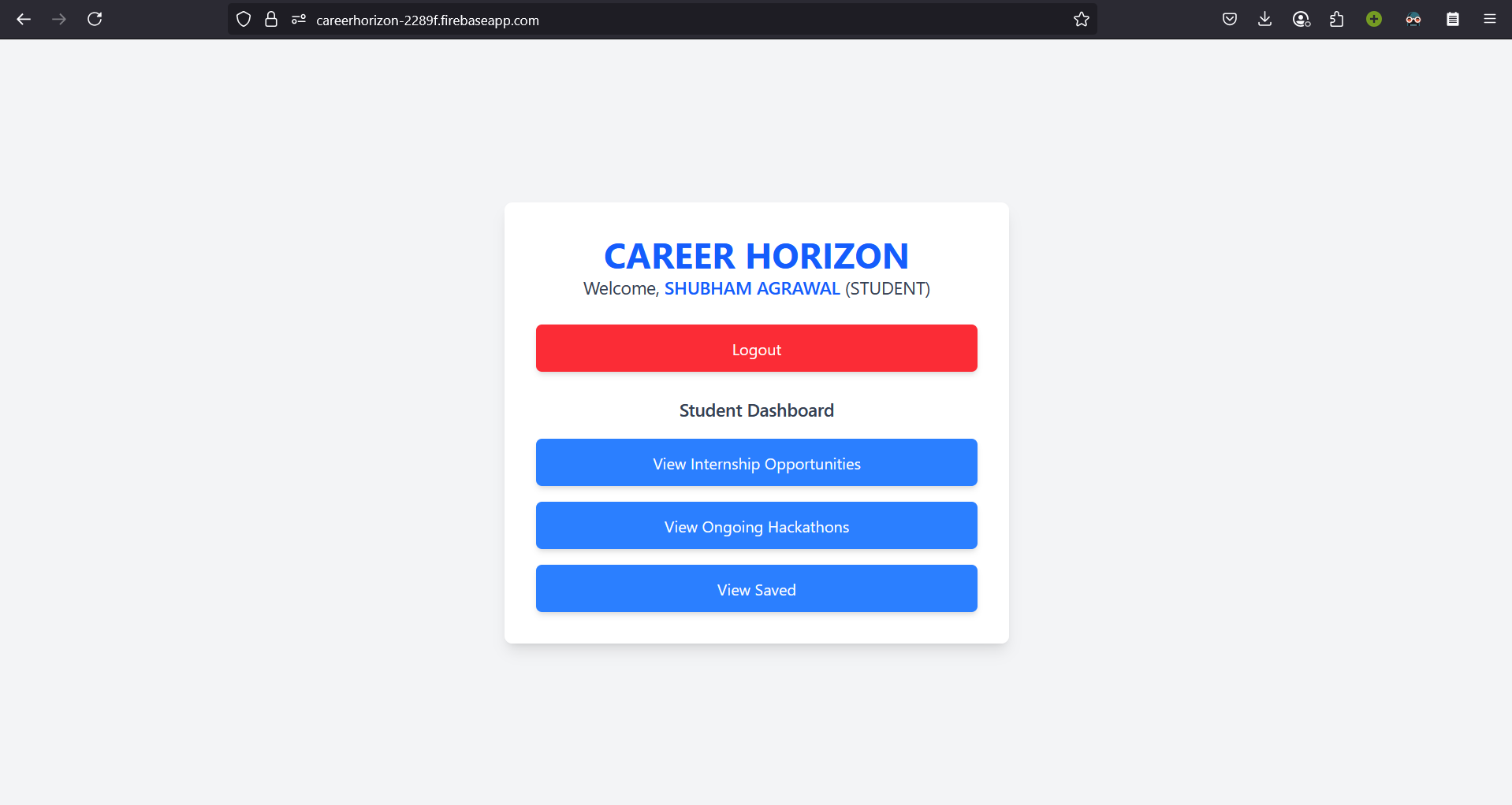 Career Horizon application interface
